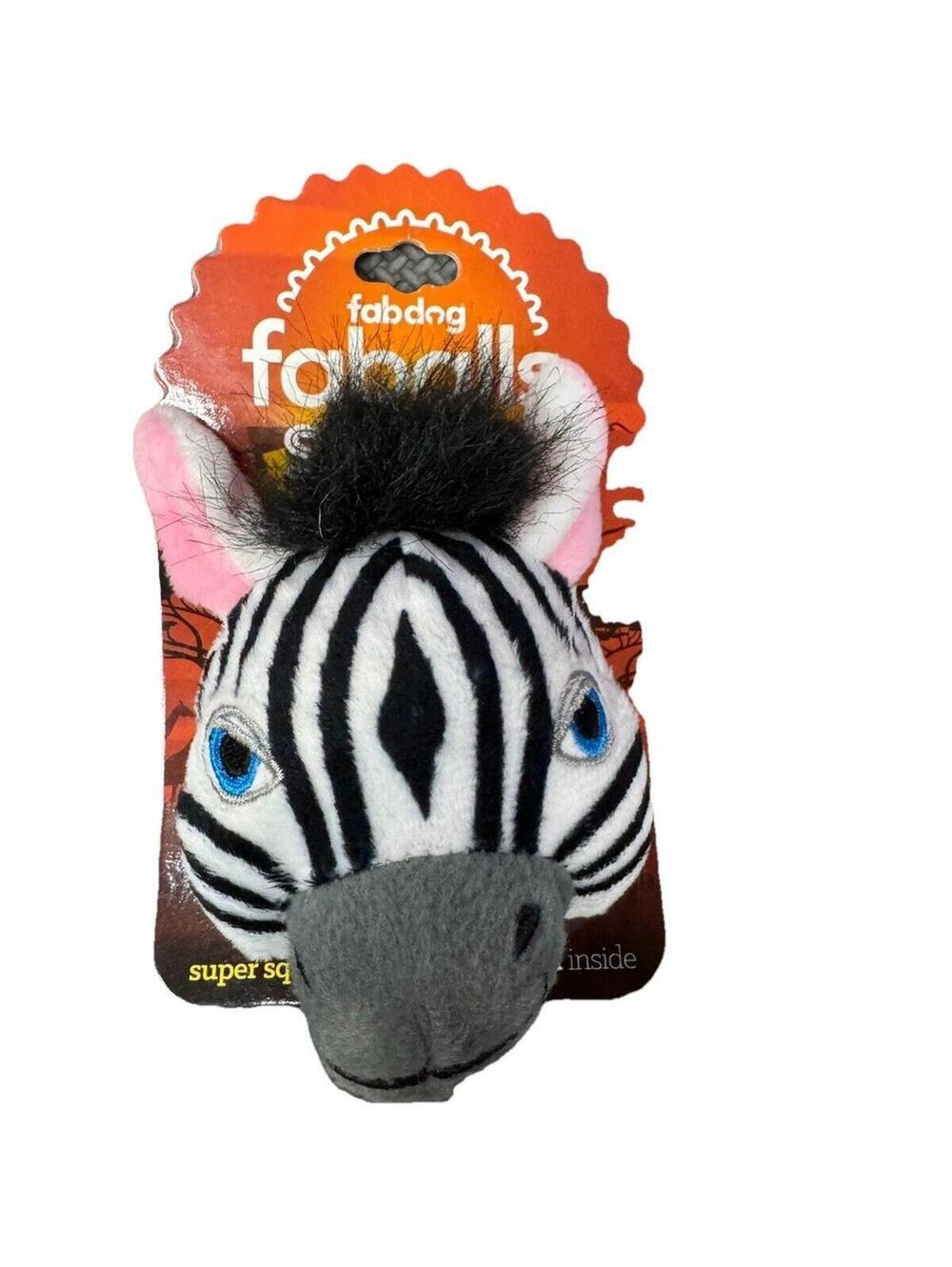 (RGB2) Fabdog Zebra Faball Small Plush Dog Toy Super Squeaker Ball NWT